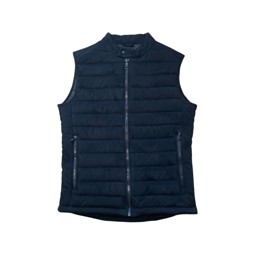 Zara Black Puffer Vest Men’s Medium Suede Finish Sleeveless Zip Up